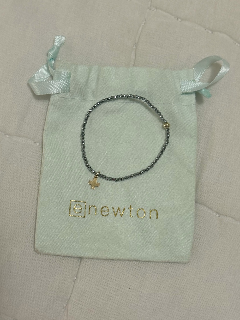Enewton Cross Charm Bracelet - Silver Faceted Hematite